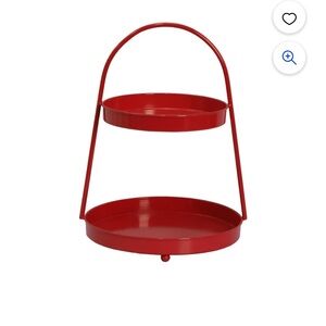 red 2 tier tray 15.75 inches high